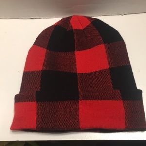 AEROPOSTALE RED BLACK PLAID BEENIE. ONE SIZE NWOT